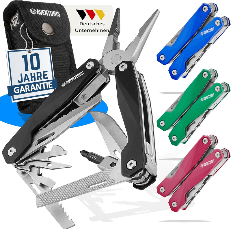 AVENTURIS® Multitool-Werkzeug aus Edelstahl mit 21 Funktionen, Geschenk für Mann, Multi tool mit Zan