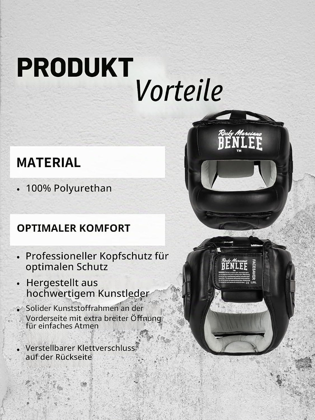BENLEE Kopfschutz aus Kunstleder FACESAVER Schwarz L-XL, Schwarz L-XL