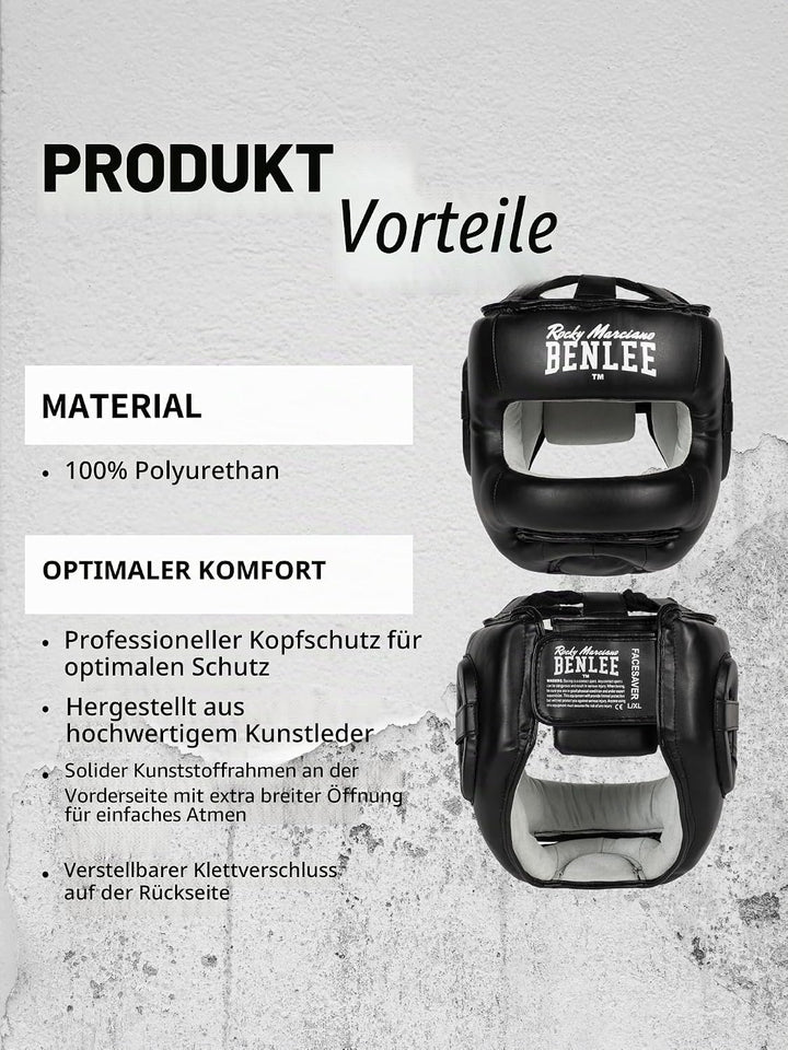 BENLEE Kopfschutz aus Kunstleder FACESAVER Schwarz S/M, Schwarz S/M