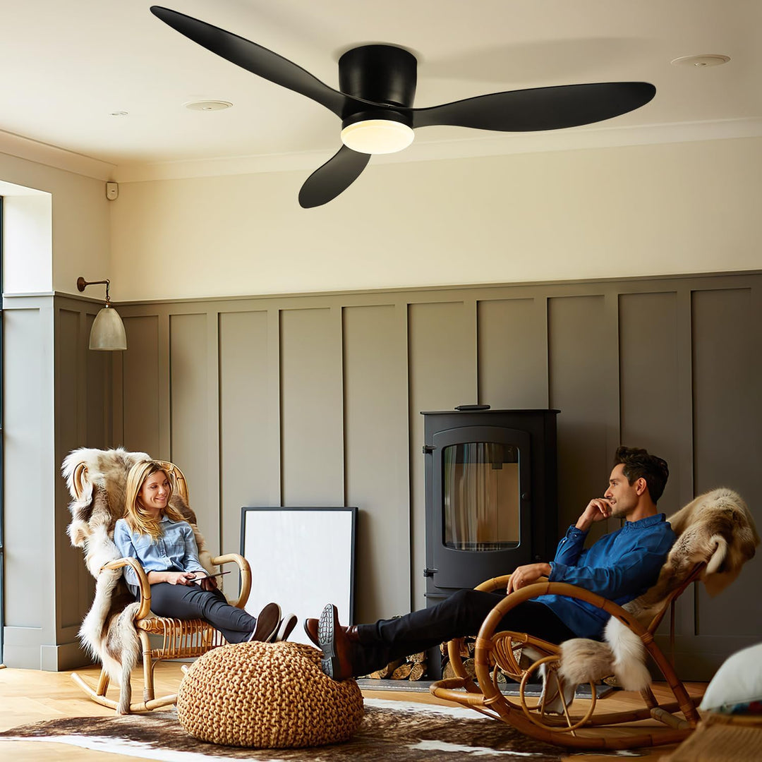 Deckenventilator mit Beleuchtung und Fernbedienung, Ø 132 cm Deckenlampe mit Ventilator dimmbar, 3 F