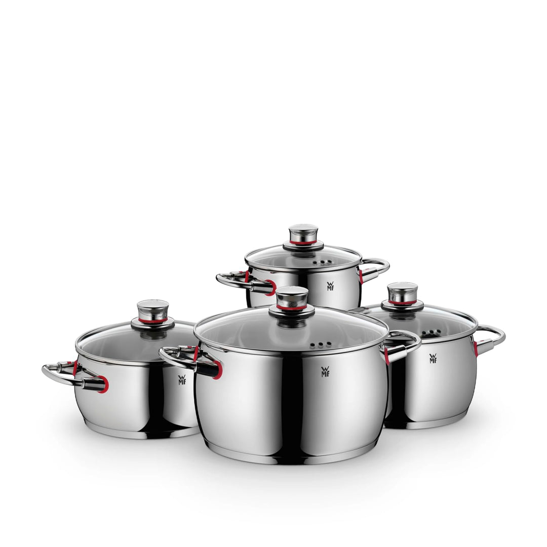 WMF Quality One Topfset Induktion 4-teilig, Kochtopf Set mit Glasdeckel, Cromargan Edelstahl poliert