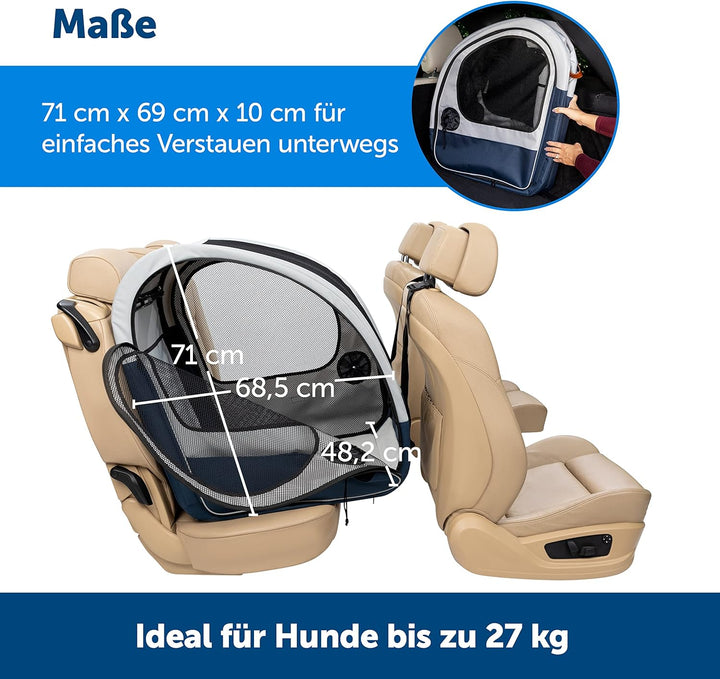 PetSafe Happy Ride Faltbare Transportbox, Hunde-Reisebox für die Autorückbank, Netztüren zur Belüftu