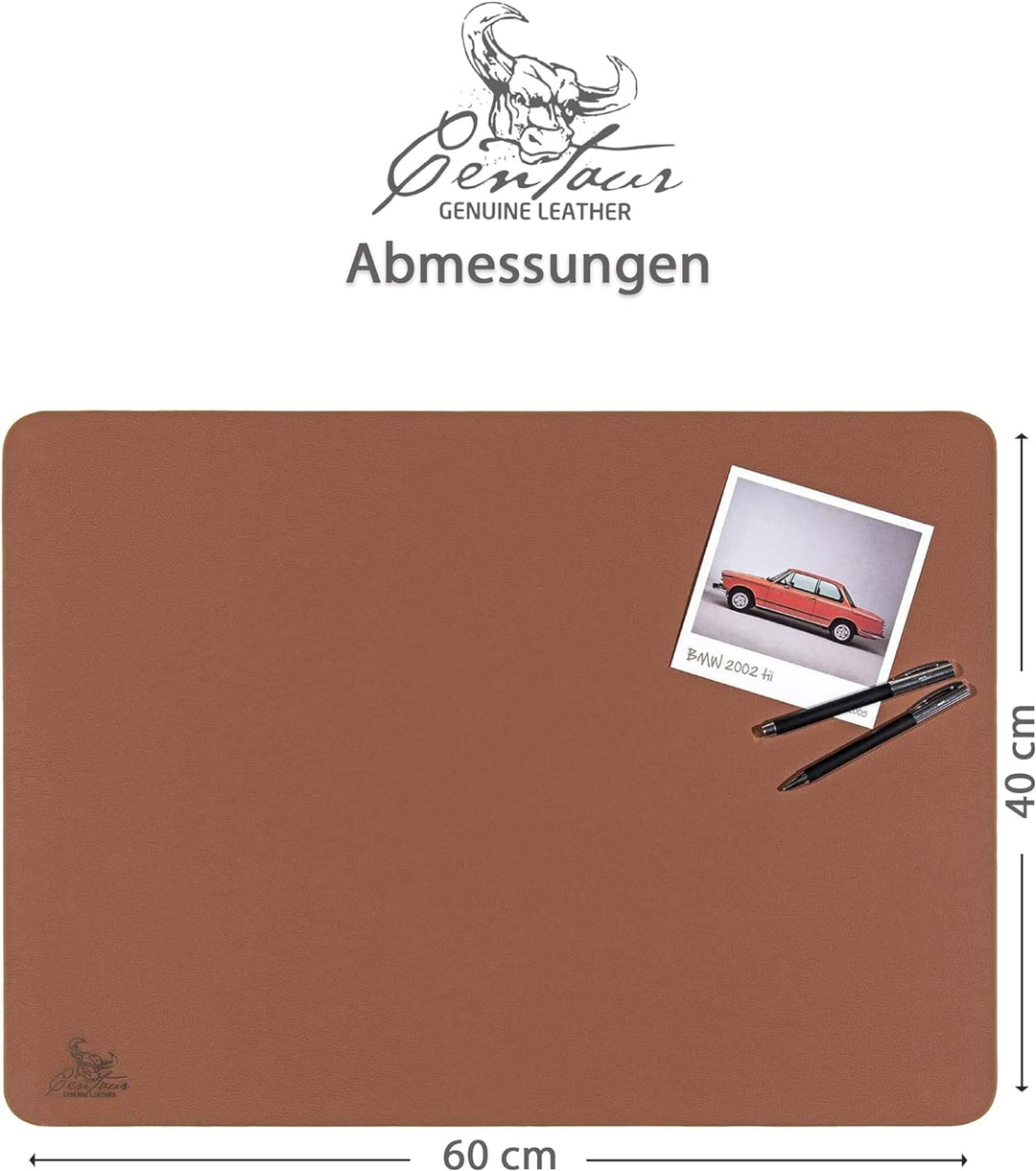 Centaur - Hochwertige Leder Schreibtischunterlage - Cognac Braun 40x60 cm - ideal für Büro und Zuhau