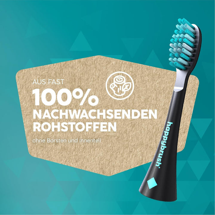 happybrush® Nachhaltige Aufsteckbürsten für elektrische Schall-Zahnbürste Eco VIBE 3 - Schwarz/Mint