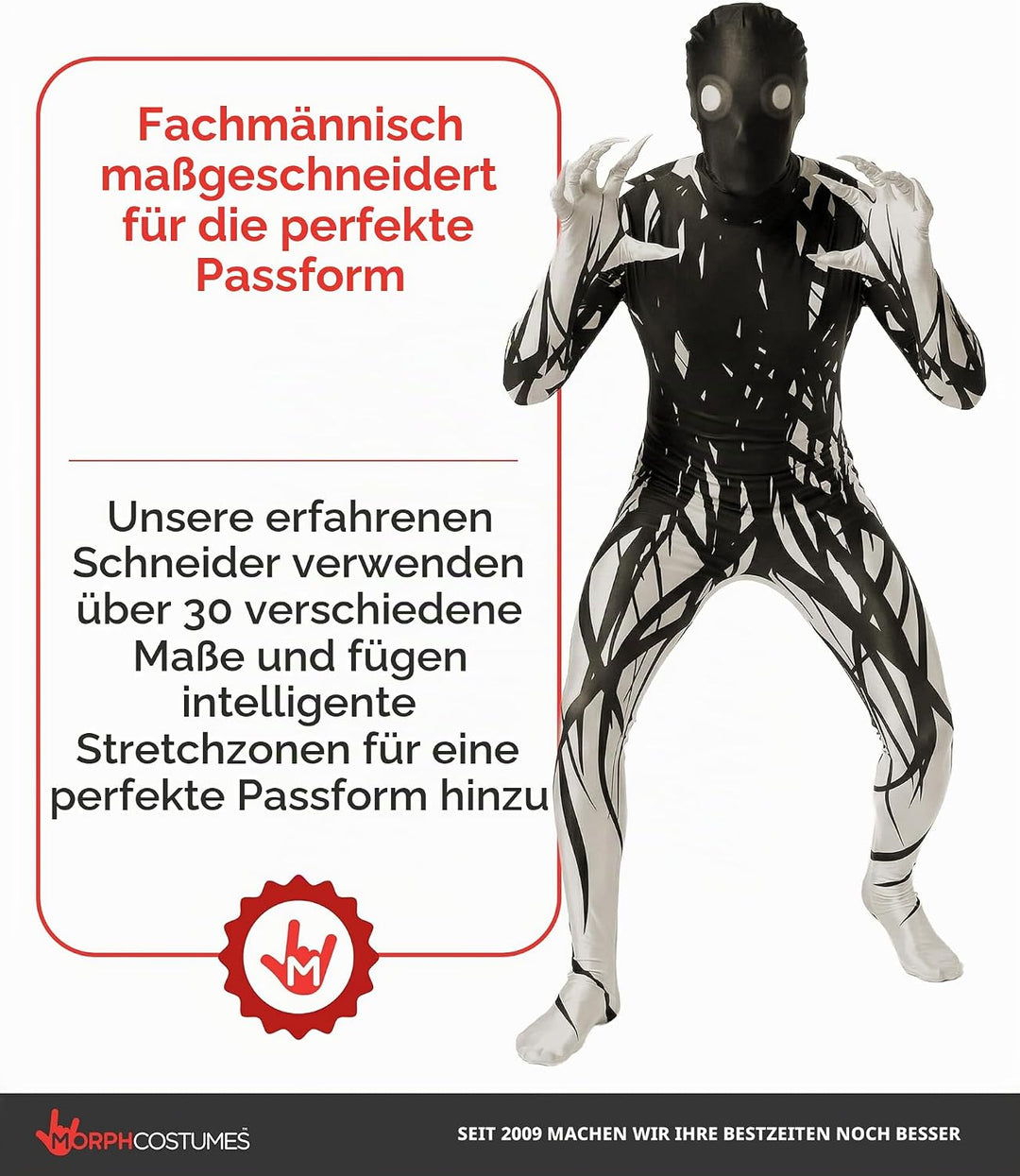 Morphsuits Zalgo Kostüm Erwachsene, Monster Verkleidung, Halloween und Karneval - L (163cm-175cm) L