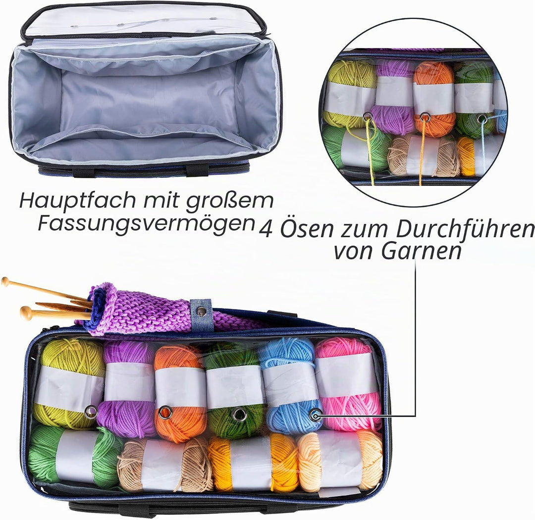 Yarwo Tasche für Garnaufbewahrung, Stricktasche zur Aufbewahrung von Wolle, Handarbeitstasche mit Gr