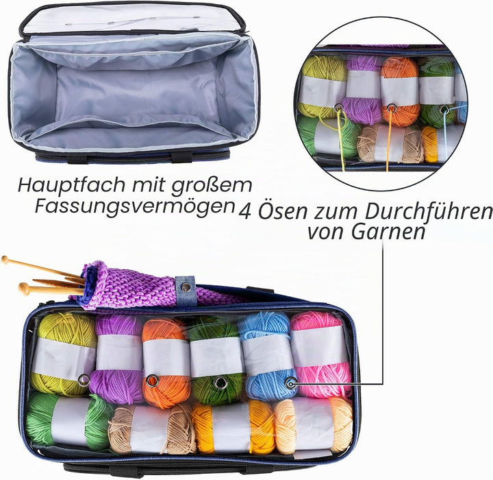 Yarwo Tasche für Garnaufbewahrung, Stricktasche zur Aufbewahrung von Wolle, Handarbeitstasche mit Gr