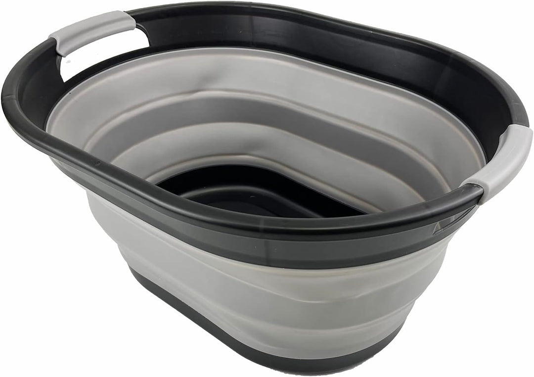 SAMMART Ovaler Wäschekorb aus Kunststoff, 28 l, faltbar, Pop-Up-Aufbewahrungsbehälter/Organizer, tra
