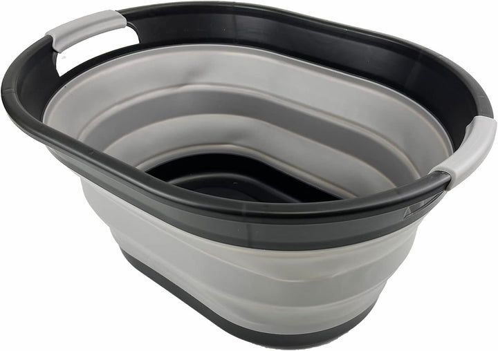 SAMMART Ovaler Wäschekorb aus Kunststoff, 28 l, faltbar, Pop-Up-Aufbewahrungsbehälter/Organizer, tra