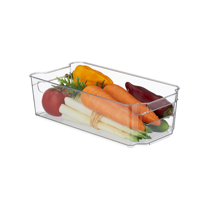 Relaxdays Kühlschrank Organizer, Aufbewahrung von Lebensmitteln, HxBxT: 9x31,5x15,5 cm, Küchenbox mi