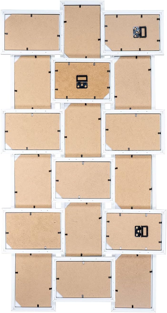 Bilderrahmen 18 Fotos 10x15 Weiss Holz-Optik Nachhaltig Bildergalerie Fotocollage Deko Recycled Coll