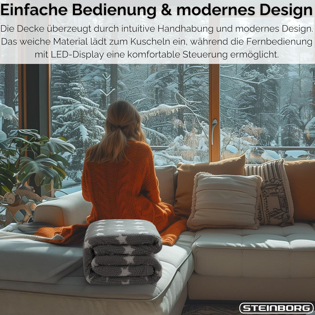 Steinborg® Heizdecke mit Abschaltautomatik 180x130cm Kuschelheizdecke elektrische Wärmedecke Kuschel
