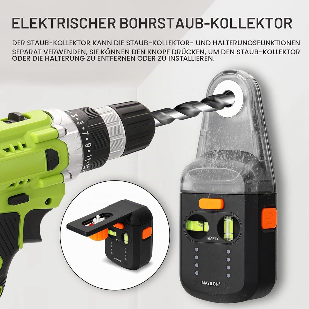 Elektrischer Bohrstaubsammler Laser Level 2 in 1 Funktionen Haushalt Wand Elektrosauger Vakuum Bohrs