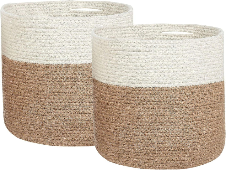 Aufbewahrungskörbe Baumwolle beige/natürlich/weiss 34 cm Boho 2er Set Ardesen