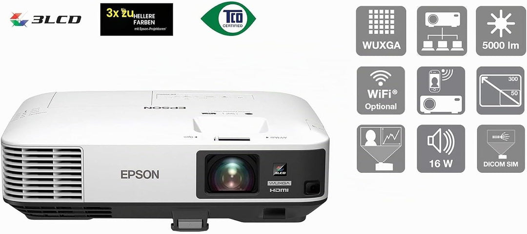Epson EB-2250U Beamer 5000 ANSI Lumen 3LCD WUXGA (1920x1200) Desktop-Projektor Weiss
