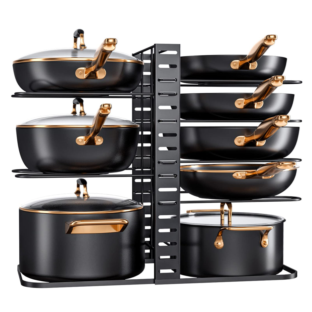 MUDEELA Topf-Organizer, 8 Ebenen verstellbar & extra stabil (38cm Höhe) - Für Küchenschränke und Sch