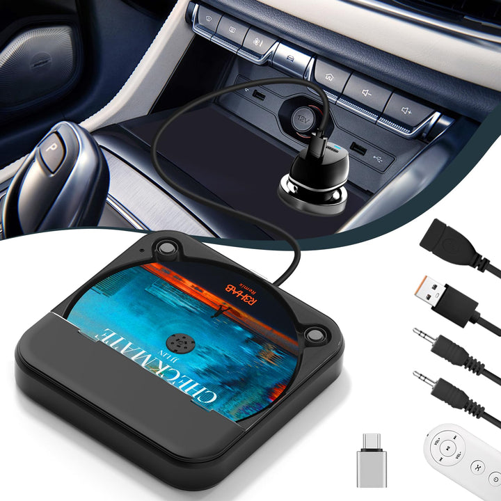 CD Player für Auto mit USB/AUX-Anschluss - Externer Universal Auto CD Player für PKW LKW, Extra USB-