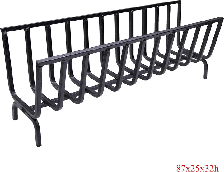 Brennholz, Holzkorb, Eisen-Feuerschale für Kamin und Grill (87 x 25 x 32 cm) cm 87x25x32h, cm 87x25x