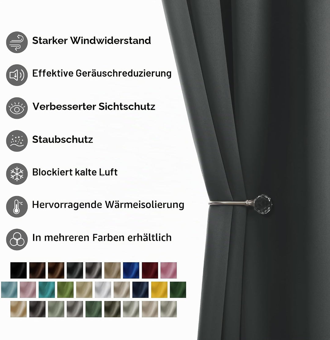 Deconovo Blickdichte Gardinen Ösenvorhang Blickdicht Vorhang Verdunkelung Kälteschutz, 160x107cm(Höh