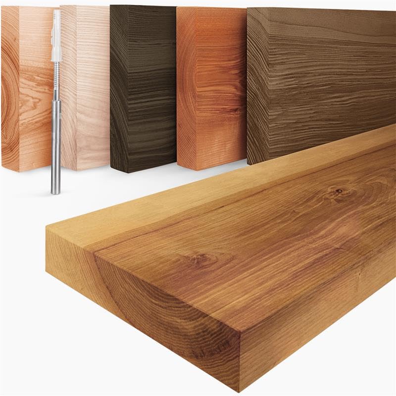 LAMO Manufaktur Wandregal Holz Gerade | Regal Farbe: Rustikal | Invisible: Schweberegal | 70 cm Invi