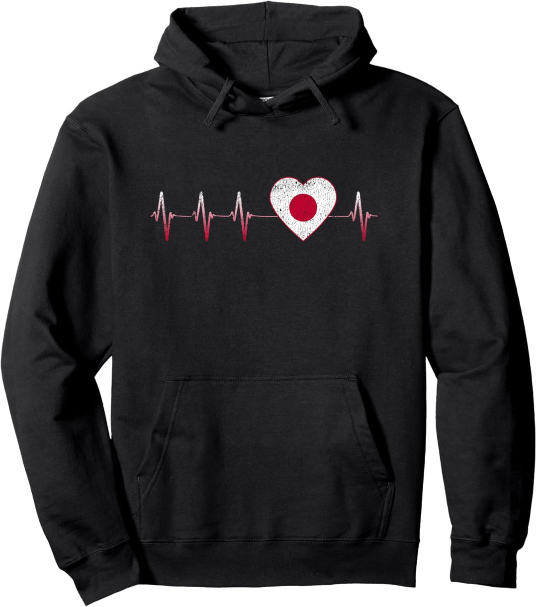 Japanische Heartbeat I Love Japan Flagge Herz Puls Pullover Hoodie