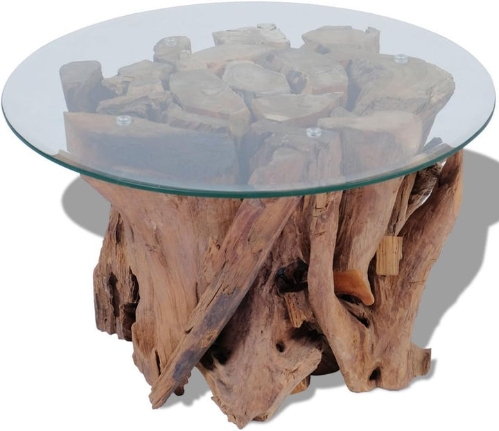 Festnight Couchtisch Kaffeetisch Coffeetisch mit Tischfuss aus Massives Teak-Treibholz Ideal als Bei