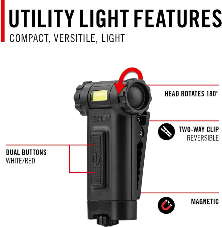 Coast HX4 LED-Klemmleuchte, 80 Lumen, zweifarbig (weisser oder roter Lichtstrahl), magnetisch, mit S