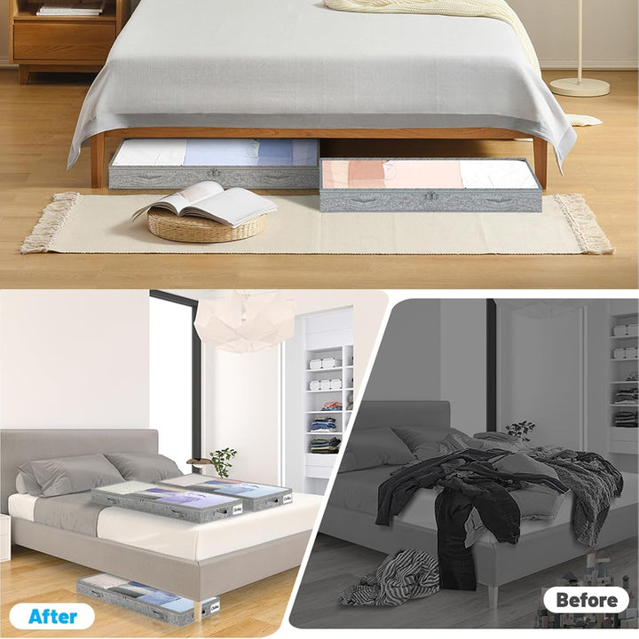 2 StüCk Unterbett Aufbewahrungsbox,Unterbettkommode Und Klarem Deckel,Aufbewahrungstaschen,Faltbarer