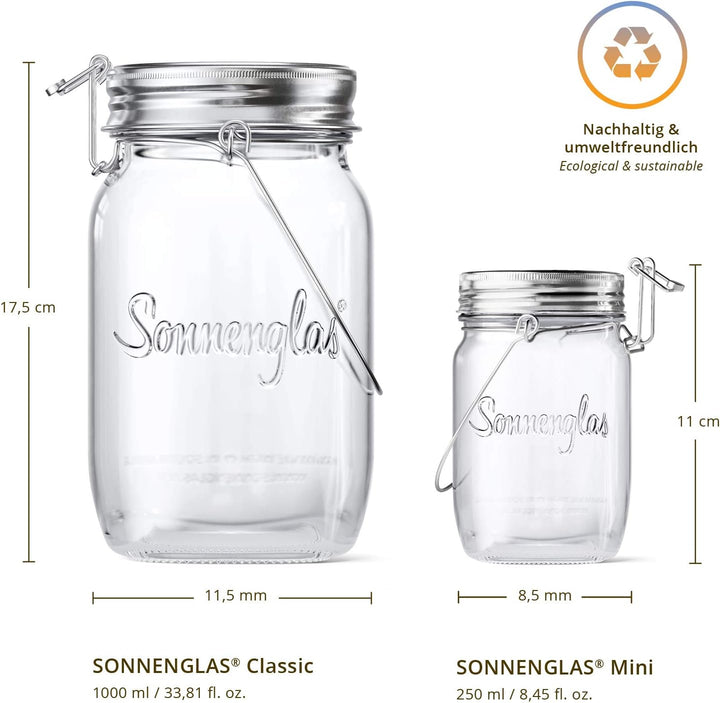 SONNENGLAS Classic 1000ml | Die Original Solarlampe/Solar-Laterne im Einmachglas aus Südafrika | Bek