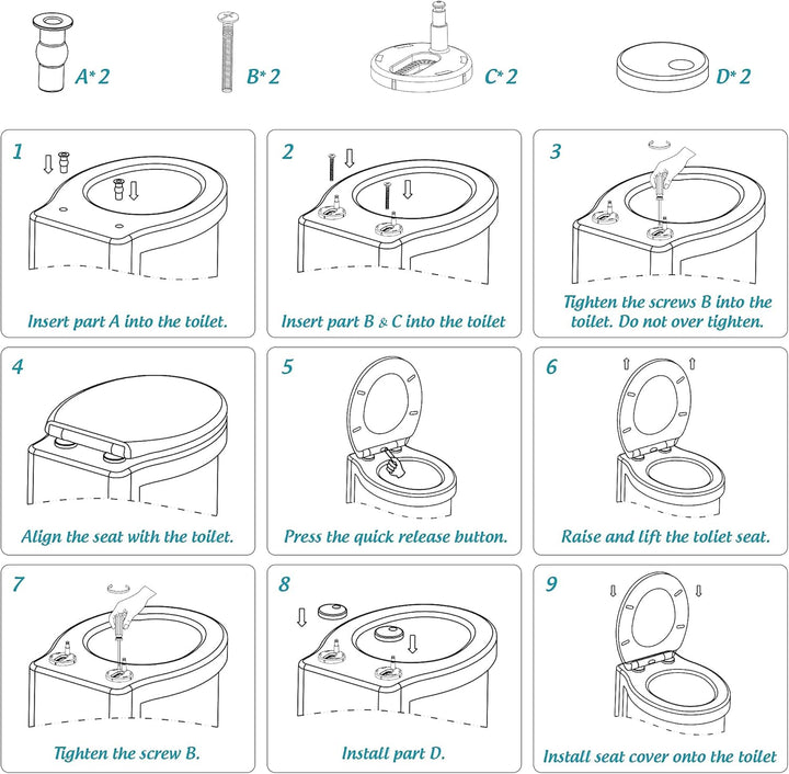 WC Sitz mit Absenkautomatik, Oval Toilettendeckel Abnehmbar Einfache Montage und Sauber, Universelle