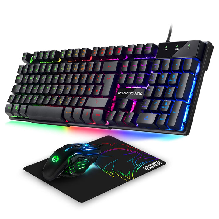 EMPIRE GAMING - Pack 3 in 1 MK800 - Gaming-Tastatur QWERTZ Deutsche RGB 105 Tasten 19 Anti-Ghosting-
