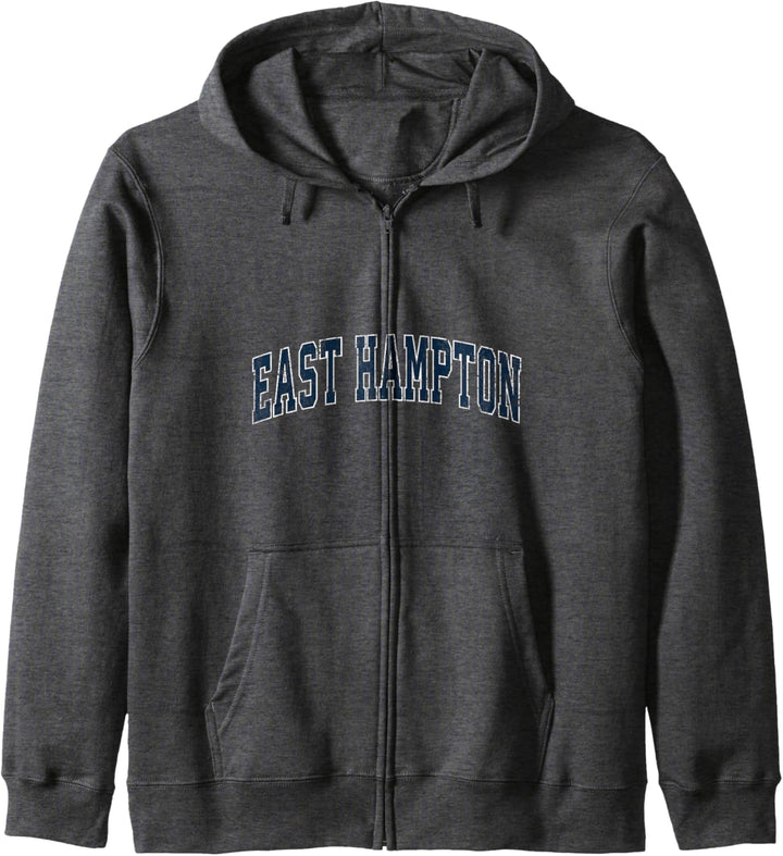 East Hampton, New York, NY, Vintage-Sportdesign, marineblaues Design Kapuzenjacke