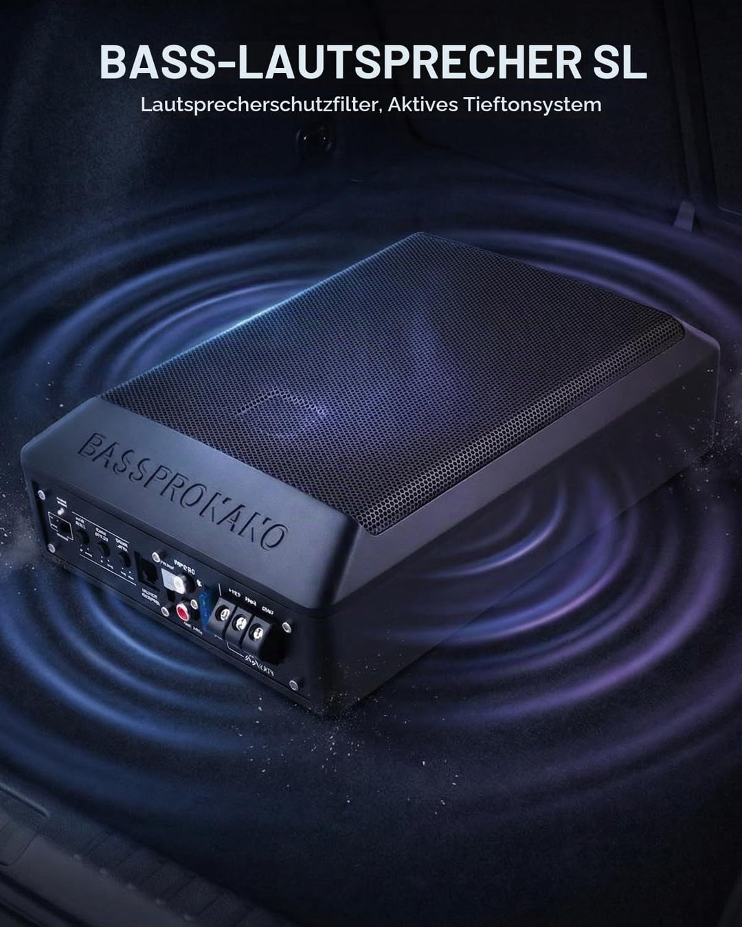 Ultraflacher Auto-Subwoofer, geeignet für Limousinen/LKW, mit integriertem Verstärker, unter den Sit