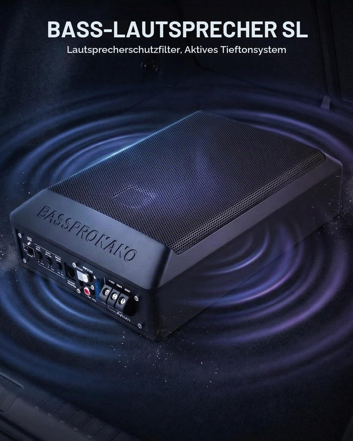 Ultraflacher Auto-Subwoofer, geeignet für Limousinen/LKW, mit integriertem Verstärker, unter den Sit