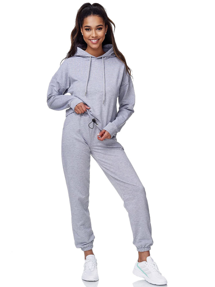 Tazzio Damen Jogginganzug Trainingsanzug Sport Freizeit Hoodie & Jogginghose F200 S Grau, S Grau