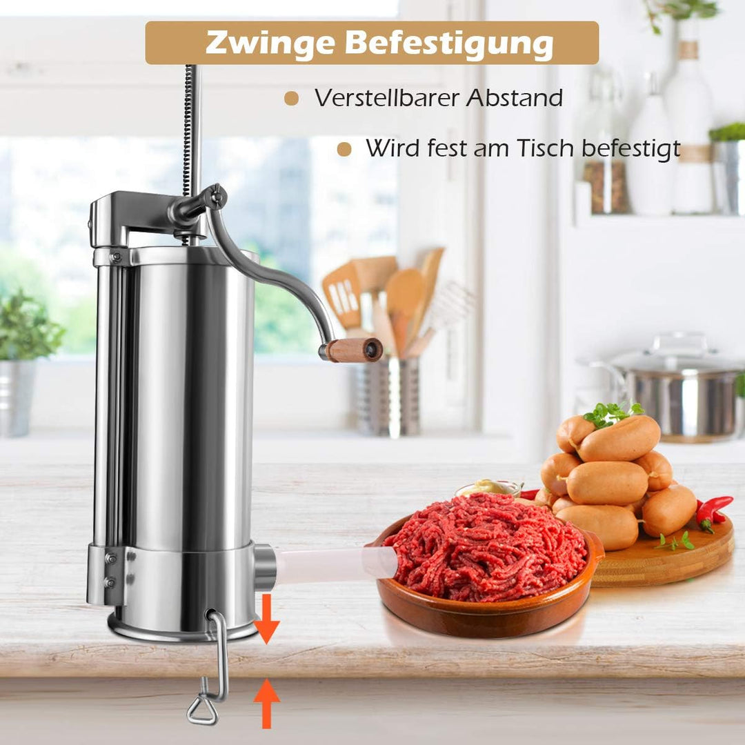 GOPLUS Wurstfüller aus Edelstahl, Wurstfüllmaschine Wurstmaschine Manuell, Wurstpress mit 4 verschie