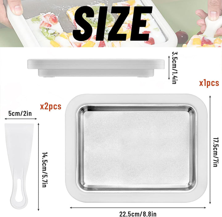 Rolled Ice Cream Maker, ZoneYan Eisplatte zum Eis Machen mit 2 Spateln, Eiscreme Roller Maker Pan, I