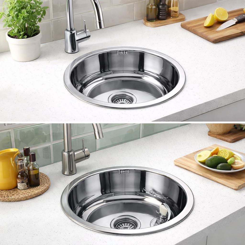 Edesa K2 SE 45 1C Aufsatzwaschbecken, rund, Edelstahl, 1 Spülbecken, Kreis