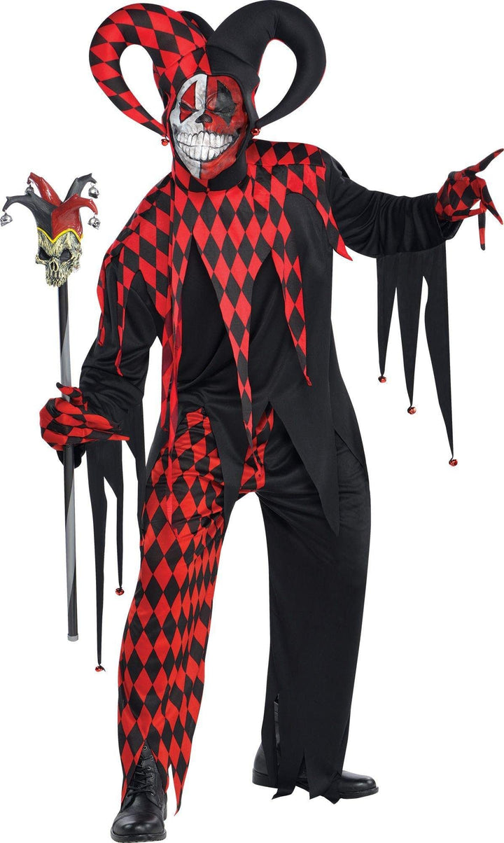 Amscan International Herren Halloween Krazed Schwarz-Clown Jester Red & Fancy Dress Party Kostüm Her