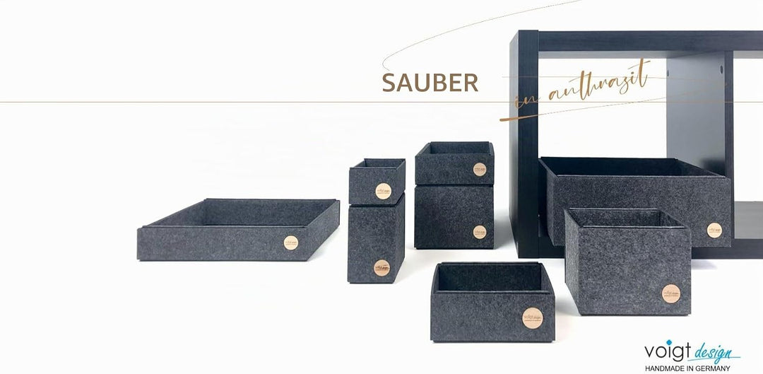 Box FILZ Aufbewahrung Ordnung Schubladenbox Regalbox Schrankbox Korb 6 Grössen (G4-29x30x12cm, anthr