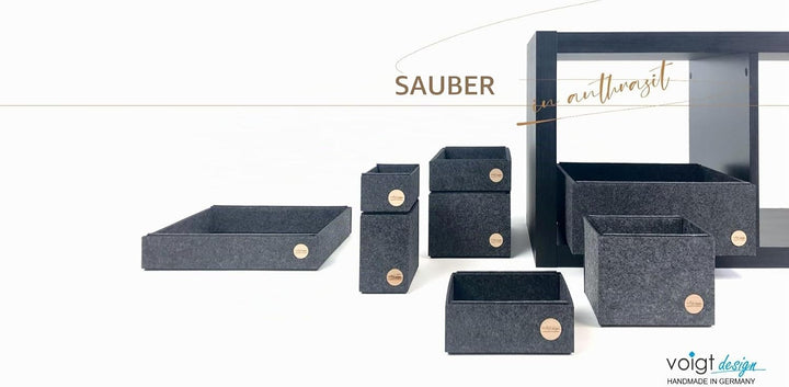 Box FILZ Aufbewahrung Ordnung Schubladenbox Regalbox Schrankbox Korb 6 Grössen (G4-29x30x12cm, anthr