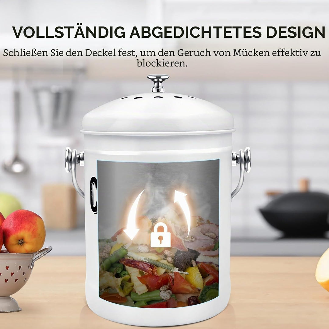 Komposteimer für die Küche, ENLOY Komposteimer für die Arbeitsplatte mit Deckel für Küchenabfälle, p