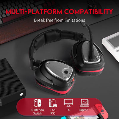 HUHD 2.4G Wireless Gaming Headset für PS4,PS4 Slim Nintendo Switch und PC Deep Bass und rotierende M