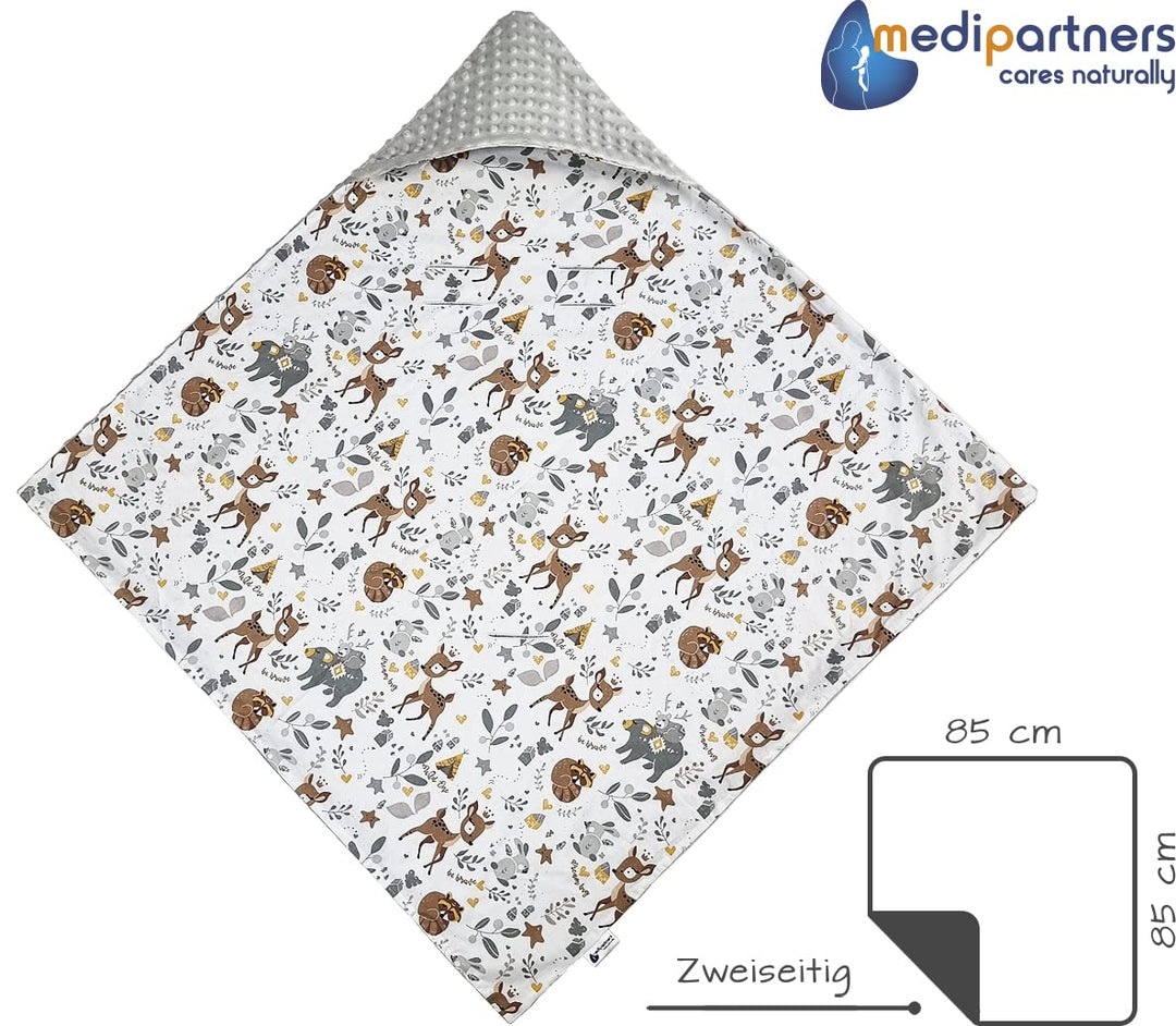 Medi Partners Einschlagdecke Baby Babyschale 100% Baumwolle für Sommer 85x85cm Kinderwagen Kuschelde
