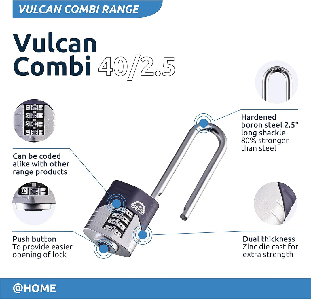 SQUIRE 40/2.5 Vulcan Combi 40/2.5 Hochsicheres Vorhangschloss, blau, 40 mm 40 mm Langer Bügel., 40 m