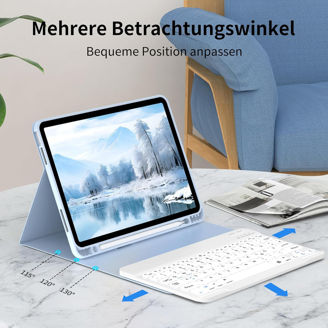 Tastatur Hülle für iPad (A16) 11 Zoll 2025 & iPad 10. Generation 10,9 Zoll 2022, Magnetische Abnehmb
