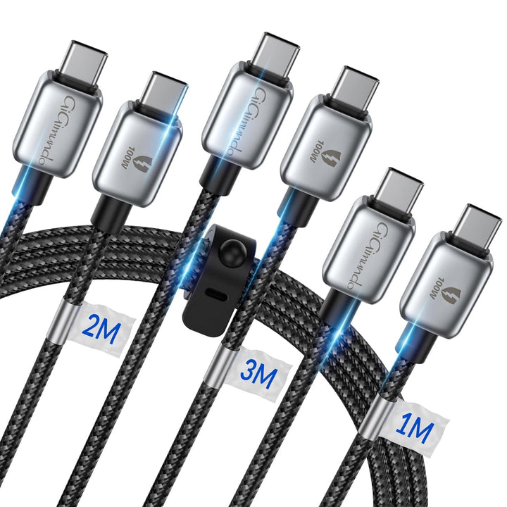 GiGimundo USB C Kabel PD100W [3Stück 1M+2M+3M], 20V/5A geflochtenes Nylon ladekabel usb c für Samsun