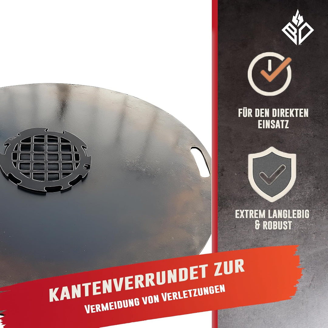Branding Grillrost 6mm für Feuerplatte | Plancha | Grillplatte mit 20cm Feuerloch