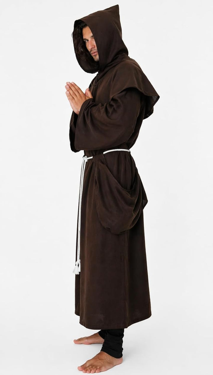 MAYLYNN 14109 - Kostüm Mönch Herren Mönchskutte Mittelalter 3-teilig braun, Grösse:M/L M-L Braun, M-