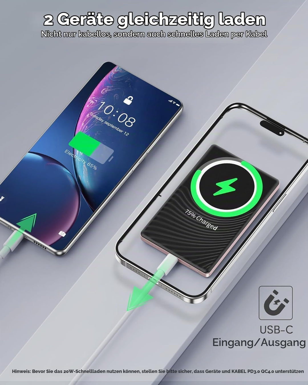 New iPhone Powerbank für Magsafe, Ultra Slim Magnetische Power Bank 5000mAh | Ultradünn &amp; leicht,